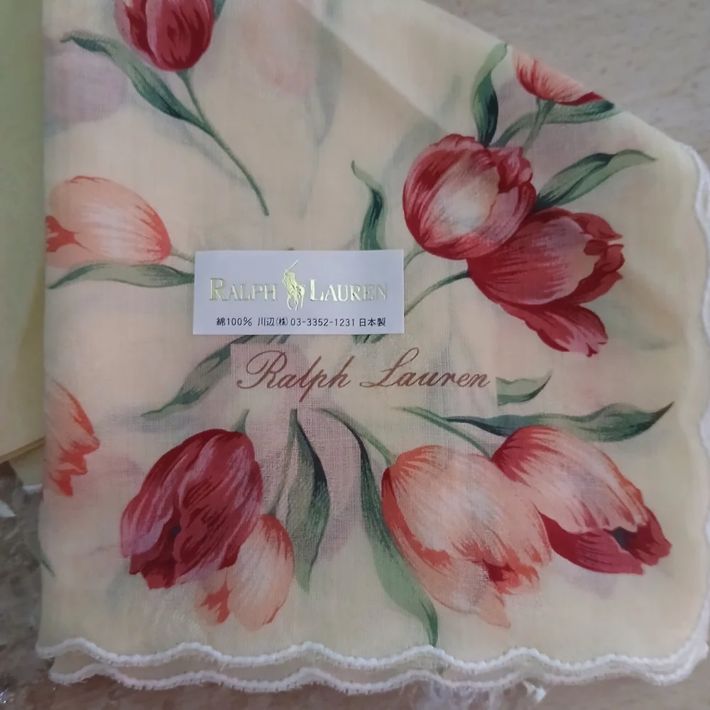 Ralph Lauren Tulip Print Handkerchief! A True Beauty! Beautiful Piece! - Picture 2 of 7